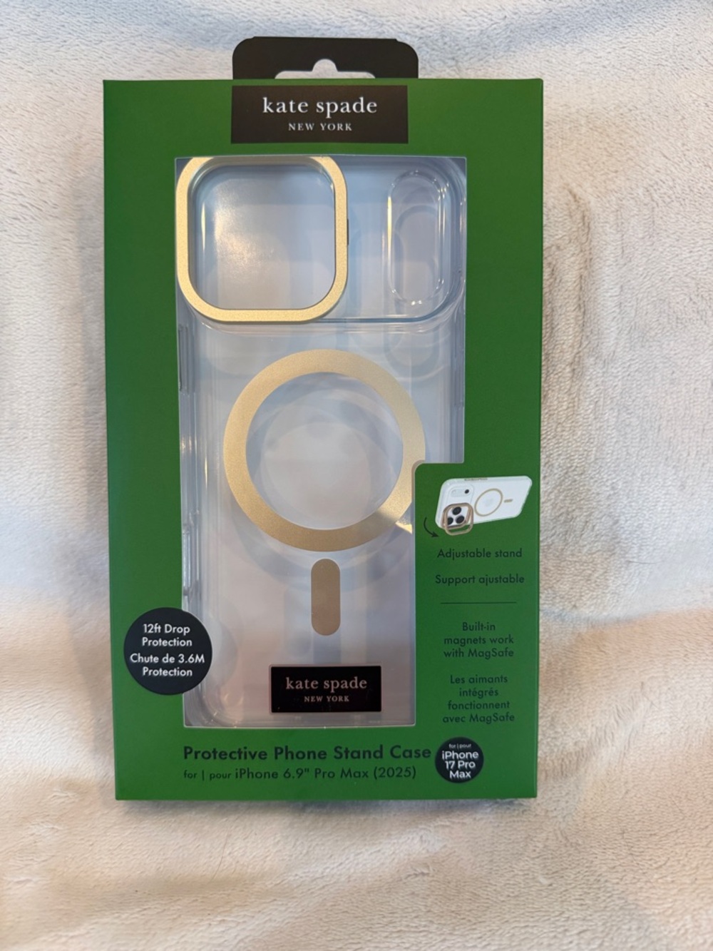 kate spade Clear Case with Gold Accents Phone Stand for iPhone 17 Pro Max